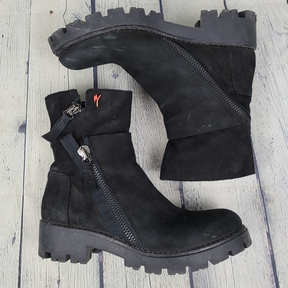 MANILA GRACE | zip high chunky lugged sole moto emo steampunk designer boots